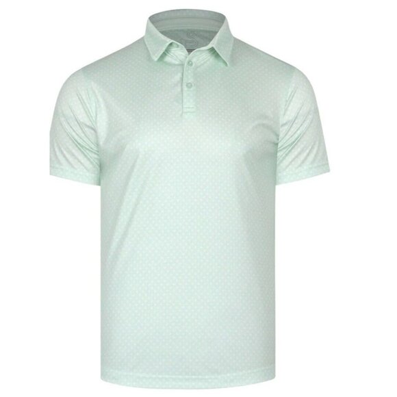 Swannies Other - NWOT Swannies Phillips Polo Mint Green White Geometric Print Men's Size M *Flaw*